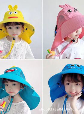 kids summer hat sun hats wide brim cap outdoor儿童防晒帽男女