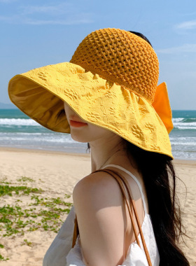 summer hat anti-uv sun hats wide brim cap韩版帽子女彩胶压花