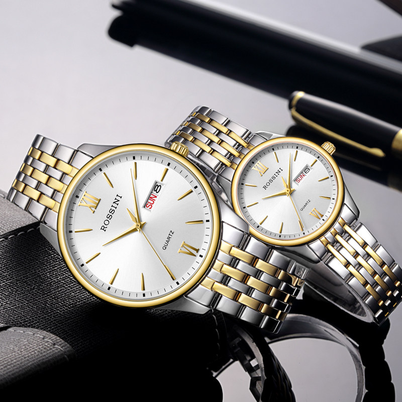 罗西尼双历防水情侣商务女石英表 罗西尼outlets店国产腕表