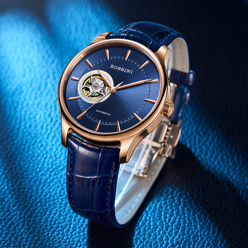 罗西尼男自动精钢带镂空商务机械表 罗西尼outlets店国产腕表