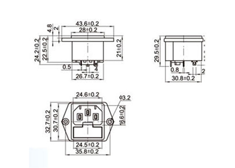 品字尾C13电源插座 内带保险丝耳朵型纯铜插芯AC品字尾电源插座 - 图2