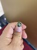 Tahitian malachite green ring with shiny 10.9mm 18k natural diamonds