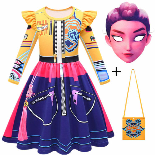 kpop猎魔女团服装女童zoey米拉鲁米rumi长袖连衣裙儿童万圣节cos - 图0