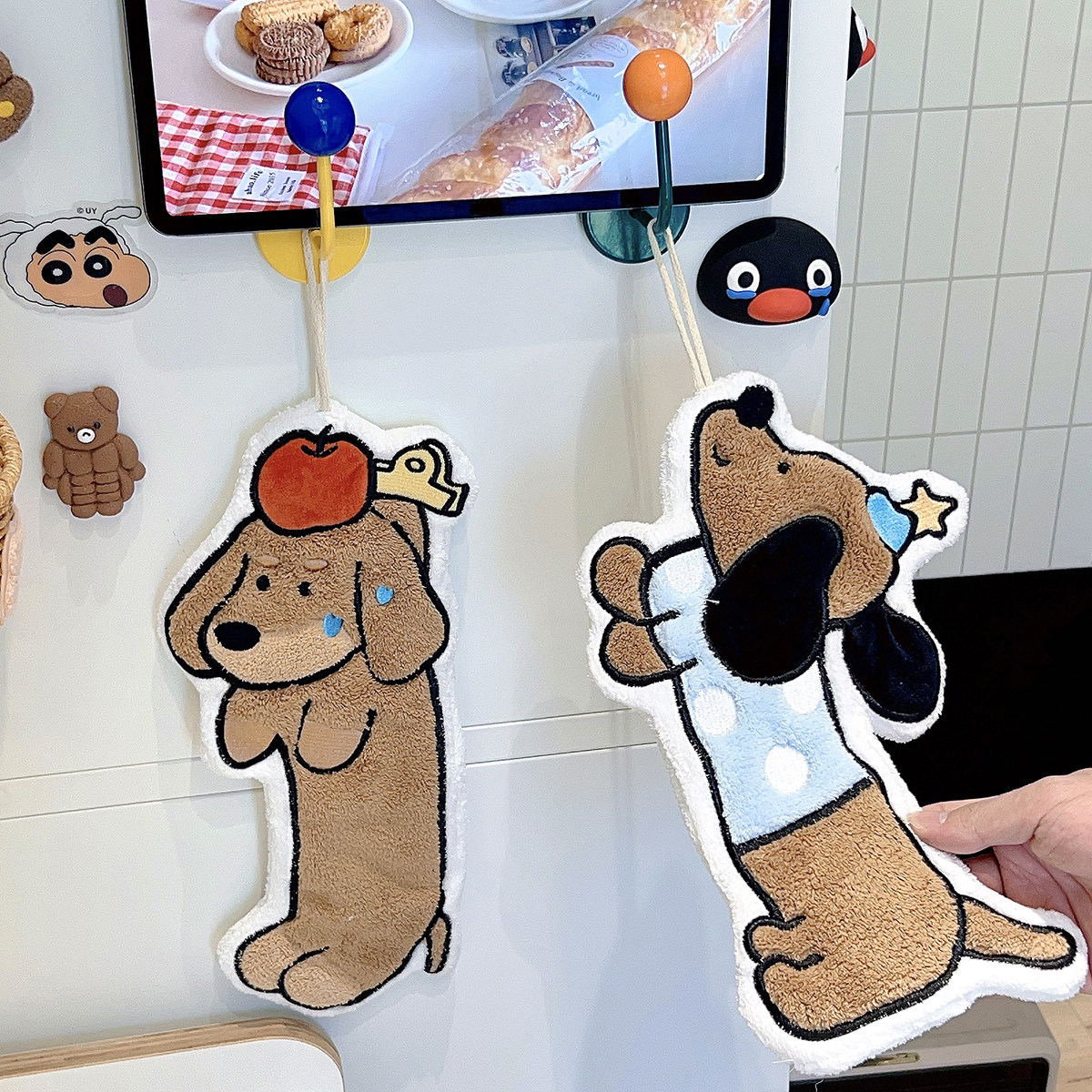 创意腊肠狗擦手巾双层定制款速干干手巾双层加厚擦手帕厨房挂墙式,淘宝优惠券,粉丝福利购,淘宝优惠卷