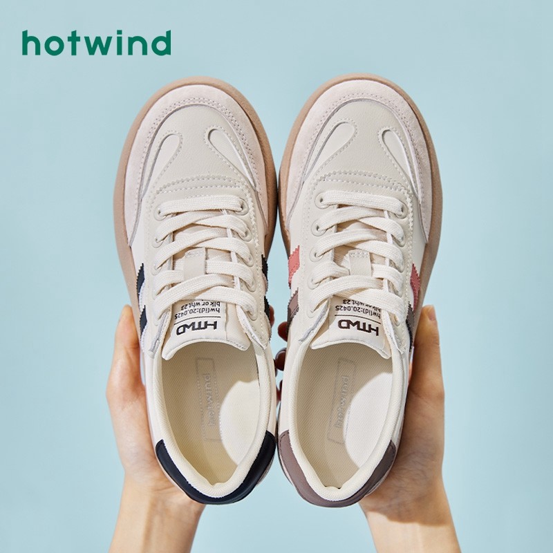 热风秋季新款女士松糕底板鞋运动德训鞋系带圆头阿甘鞋女,淘宝优惠券,粉丝福利购,淘宝优惠卷