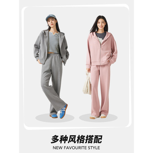 热风2025年春季新款女士空气层香蕉裤潮流舒适纯色卫衣百搭裤子女 - 图3