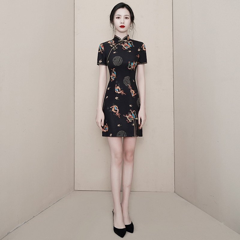 蚀骨旗袍中国风年轻款少女连衣裙 乐森尼旗袍