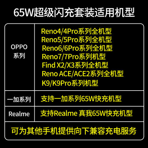 oppo65W充电器 原装Reno4/Reno5/Reno6/Reno7超级闪充ACE2/FindX2/FindX3Pro充电器正品K9 oppo闪充充电头 - 图1