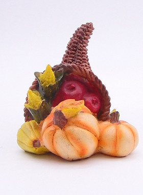 跨境丰收节树脂牛角工艺品摆件感恩节南瓜家居装饰品丰收水果篮子