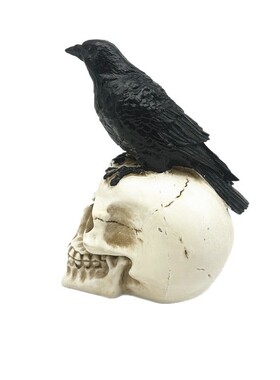 跨境万圣节树脂工艺品鬼节鬼头乌鸦家居户外庭院节庆装饰摆件礼品