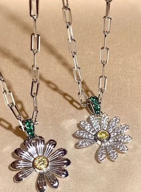 纯银S925权志龙同款无钻小雏菊项链轻奢独特高级优雅森系锁骨链