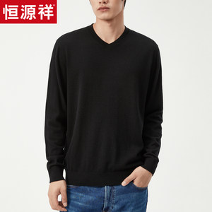 【100%绵羊毛】恒源祥羊毛衫男秋冬v领中年毛衣保暖针织男士毛衣