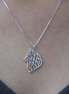 热销欧美金属比利时坦比连犬项链情侣家庭犬盒子链吊坠项链女