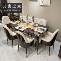 Villa ideostyle dining table and chairs combined small family type rectangular dining table rear modern light lavish high-end dining table-like board room table