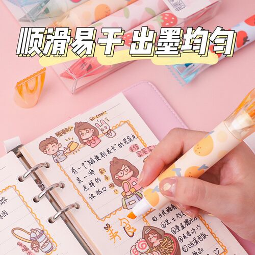 集物社果味双头荧光笔香味手帐笔莫兰迪色系涂改香味笔荧光色标记笔水彩笔学生用彩色记号笔莹光做笔记划重点 - 图2