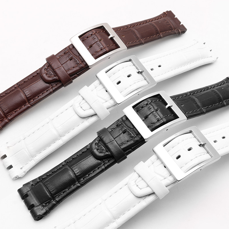 真皮表带适配斯沃琪腕带凹凸接口 tkn配件