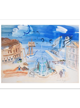 liveart法国画家劳尔杜飞Raoul Dufy浪漫城市情侣装饰画海报