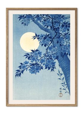 中式风蓝色花卉装饰画