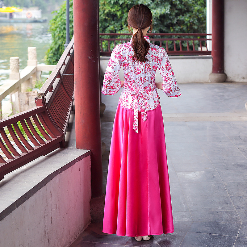 中式伴娘服装伴娘姐妹团婚纱礼服秀禾姐妹装民国风古筝演出表演服 - 图3