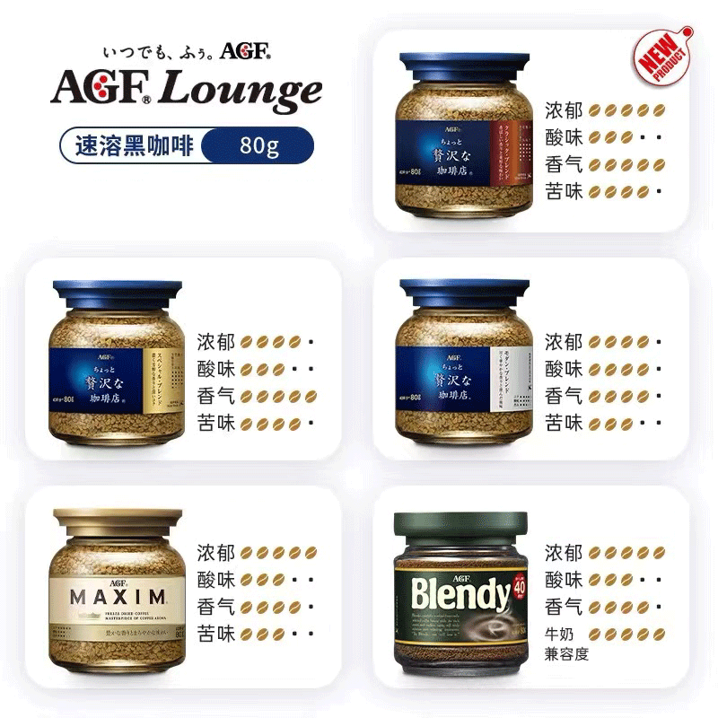 日本进口AGF blendy/maxim马克西姆速溶冻干蓝罐黑咖啡无蔗糖瓶装-图1