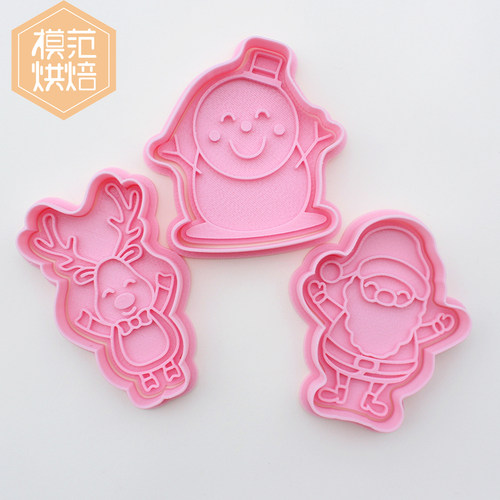 圣诞节雪人圣诞树姜饼人圣诞老人可爱卡通翻糖饼干烘焙模具 - 图0