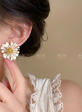 波西米亚风黄色太阳花耳环女2025新款爆款耳钉海边度假拍照耳饰