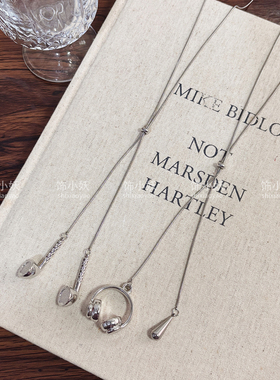 韩系银色耳机水滴吊坠长款毛衣链