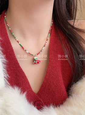 圣诞氛围感~圣诞树姜饼人项链