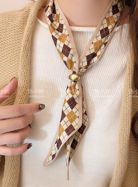 波点腰果花可抽拉系脖丝巾项链