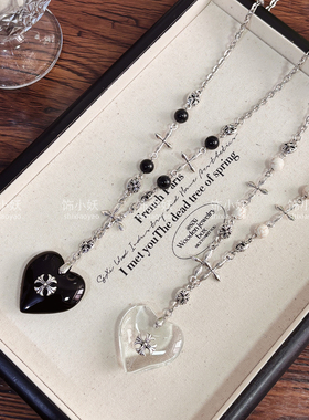 y2k辣妹甜酷爱心十字架项链