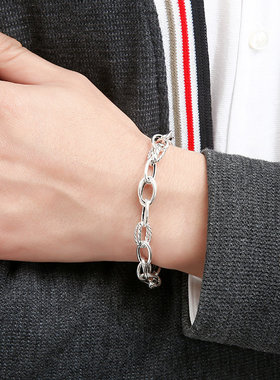 小众设计师款欧美风男士银手链