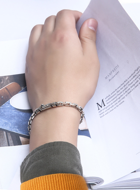 男纯银欧美设计师款手链小众