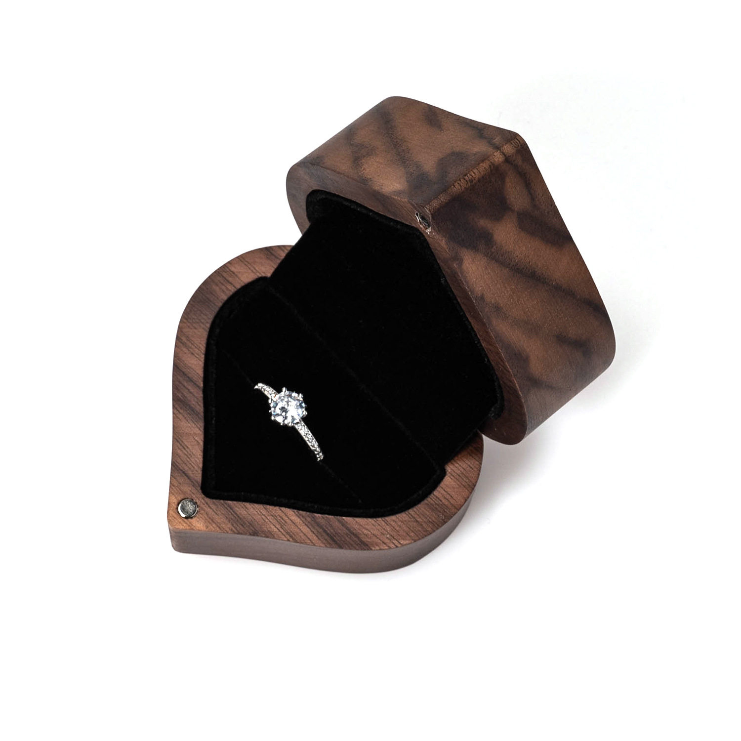 New style black walnut love-shaped ring box