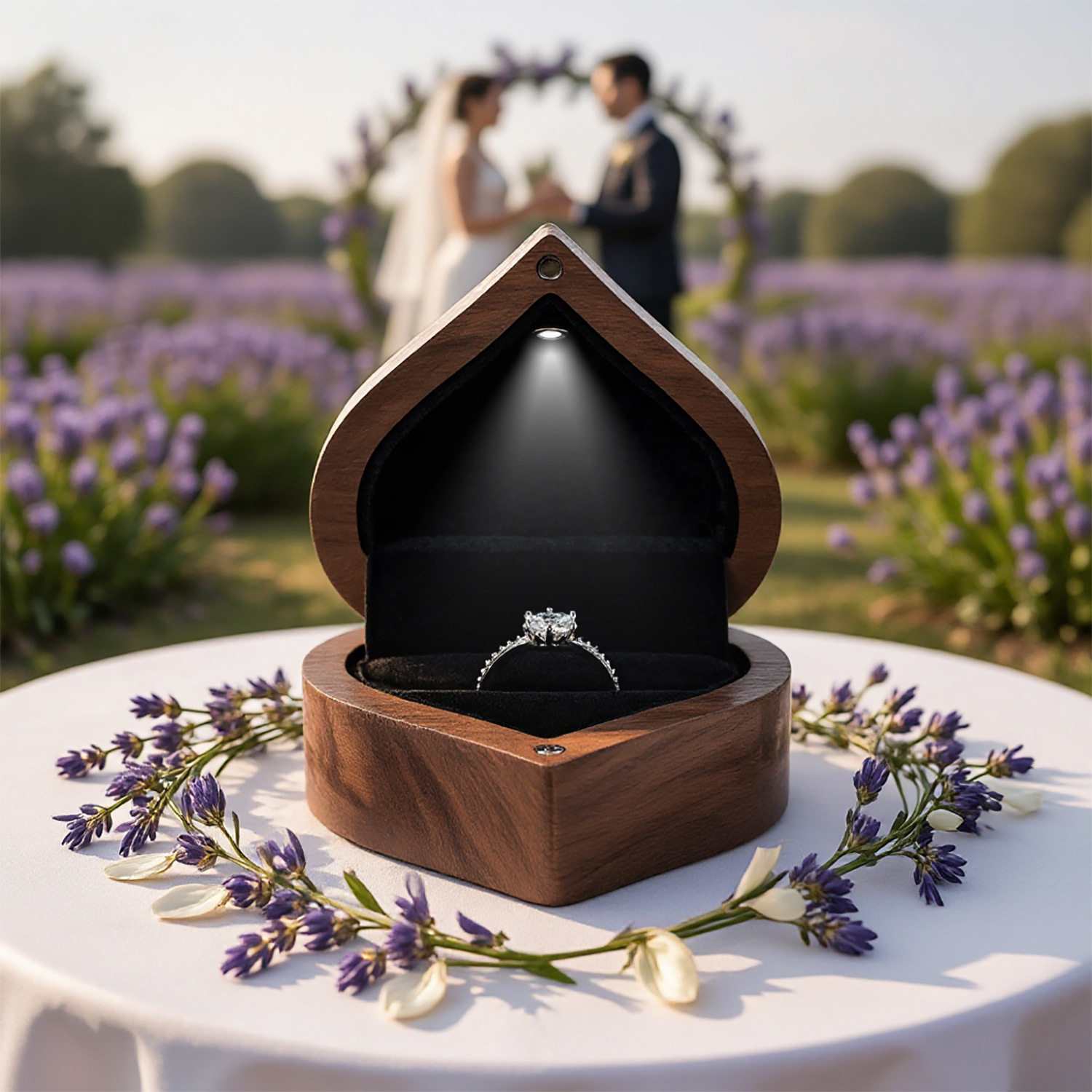 New style black walnut love-shaped ring box