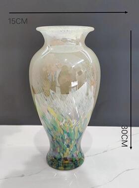 高档新国风实用纯手工琉璃花瓶彩色玻璃水培插花花器家居装饰品