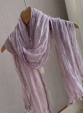 春秋夏季冬季褶皱女丝巾