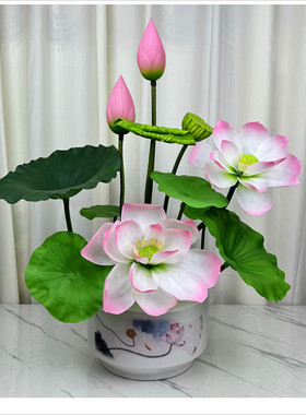 高档荷花仿真花保湿手感睡莲