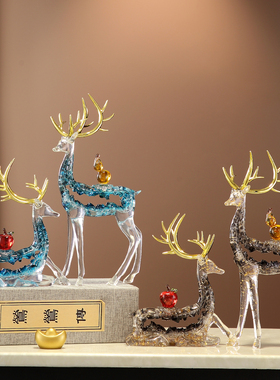 招财鹿摆件轻奢高档玄关客厅酒柜