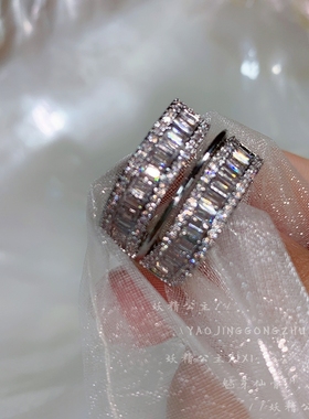 超闪方钻双排！时尚排钻高级戒指