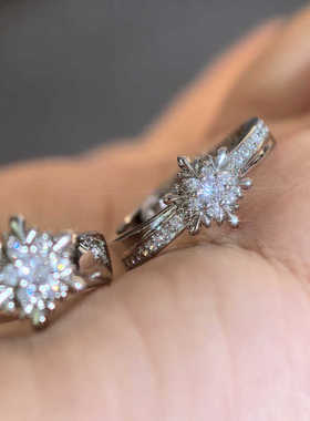 独行小希黎深雪花婚戒s925纯银