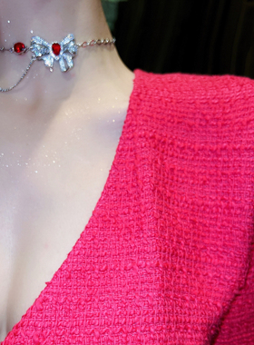 富贵大蝴蝶结红色诱惑锁骨链