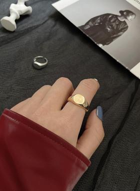 欧美几何圆形s925纯银戒指女极简风气质百搭光面开口指环电商