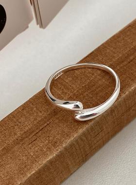 通体S925纯银水滴戒指女时尚个性百搭银饰品爆款