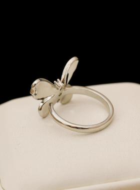 原创珐琅蓝色蝴蝶戒指女小众设计食指2024新款爆款轻奢高级感指环