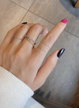 日韩时尚ins冷淡风S925纯银食指戒潮搭叠戴网红风戒指简约指环女