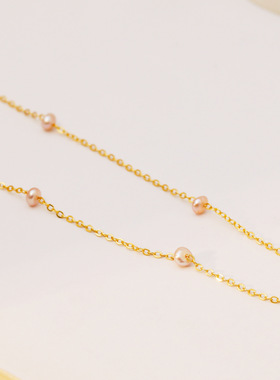 16K真金镀项链保色电泳素链锁骨珍珠链 轻奢小众气质百搭锁骨链