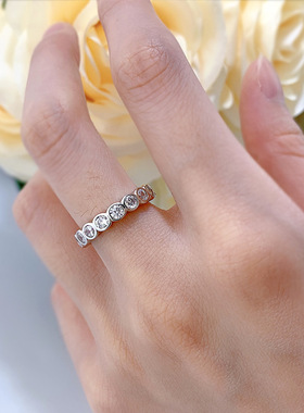 珠宝 2021新款S925银戒指锆石圆形满钻欧美时尚戒指环