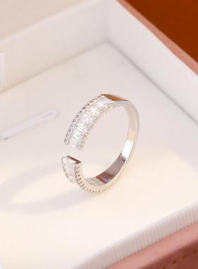 时尚达人潮流同款镶嵌满钻女生高级感戒指气质经典轻奢开口指环