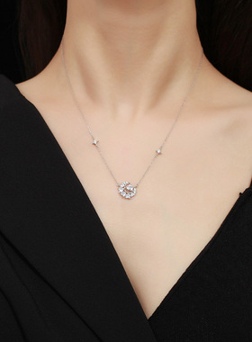 999纯银幻梦心月项链女ins星星月亮高级感爱心粉钻不掉色吊坠