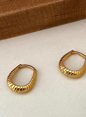 麦穗麻花复古S925纯银斜纹麻花耳扣时髦博主风小众耳环女